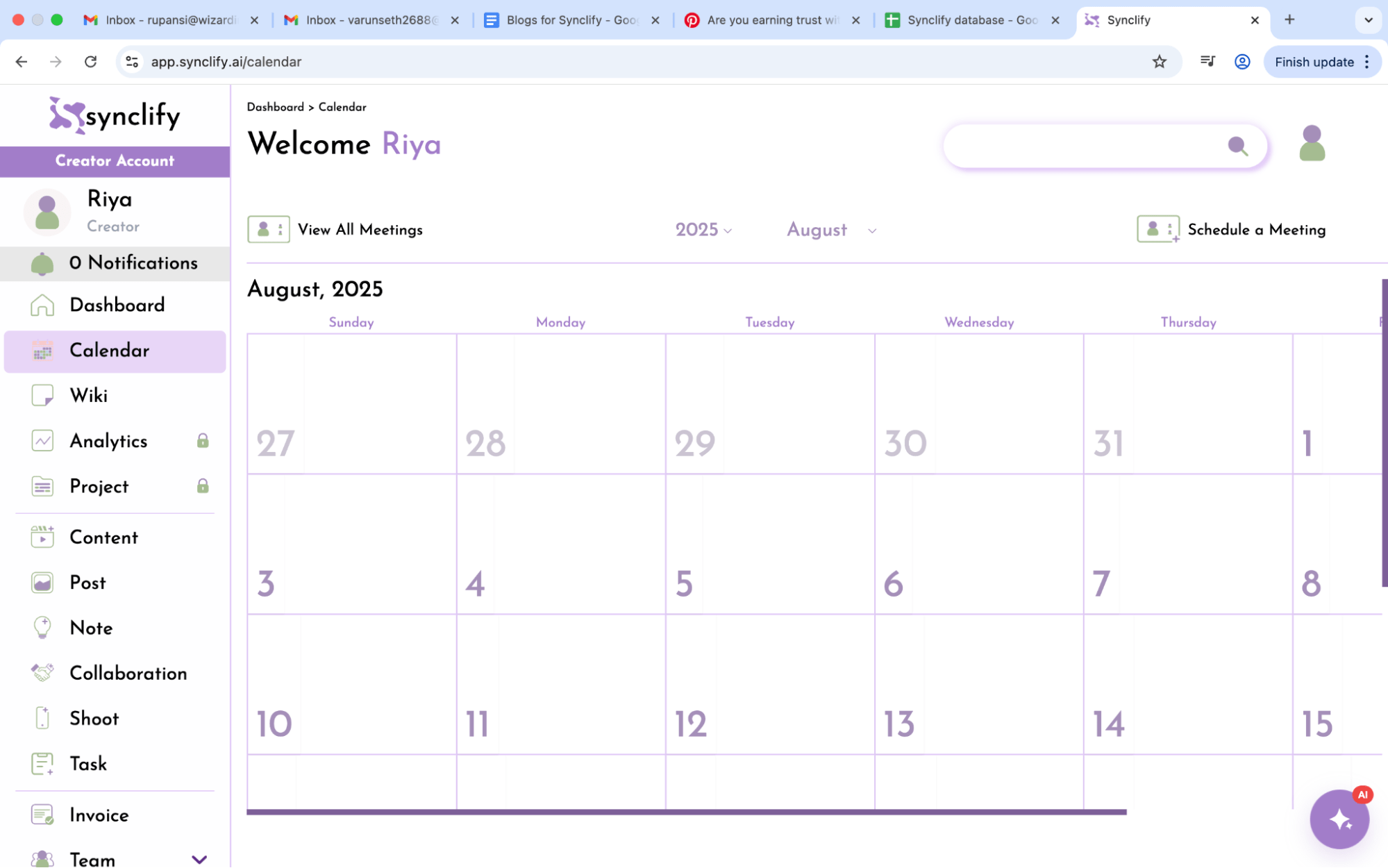 Content Calendar